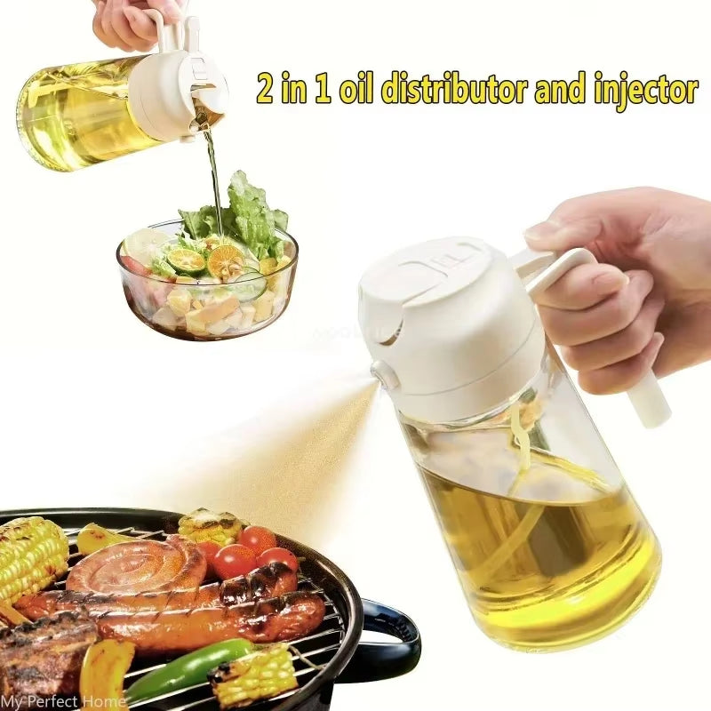 Spray Bottle for Kitchen Oils Spray Olive Oil Spray Cruet Plastic 2Way Kitchen Oil Dispenser Cooking Kitchen Accessories Utensil